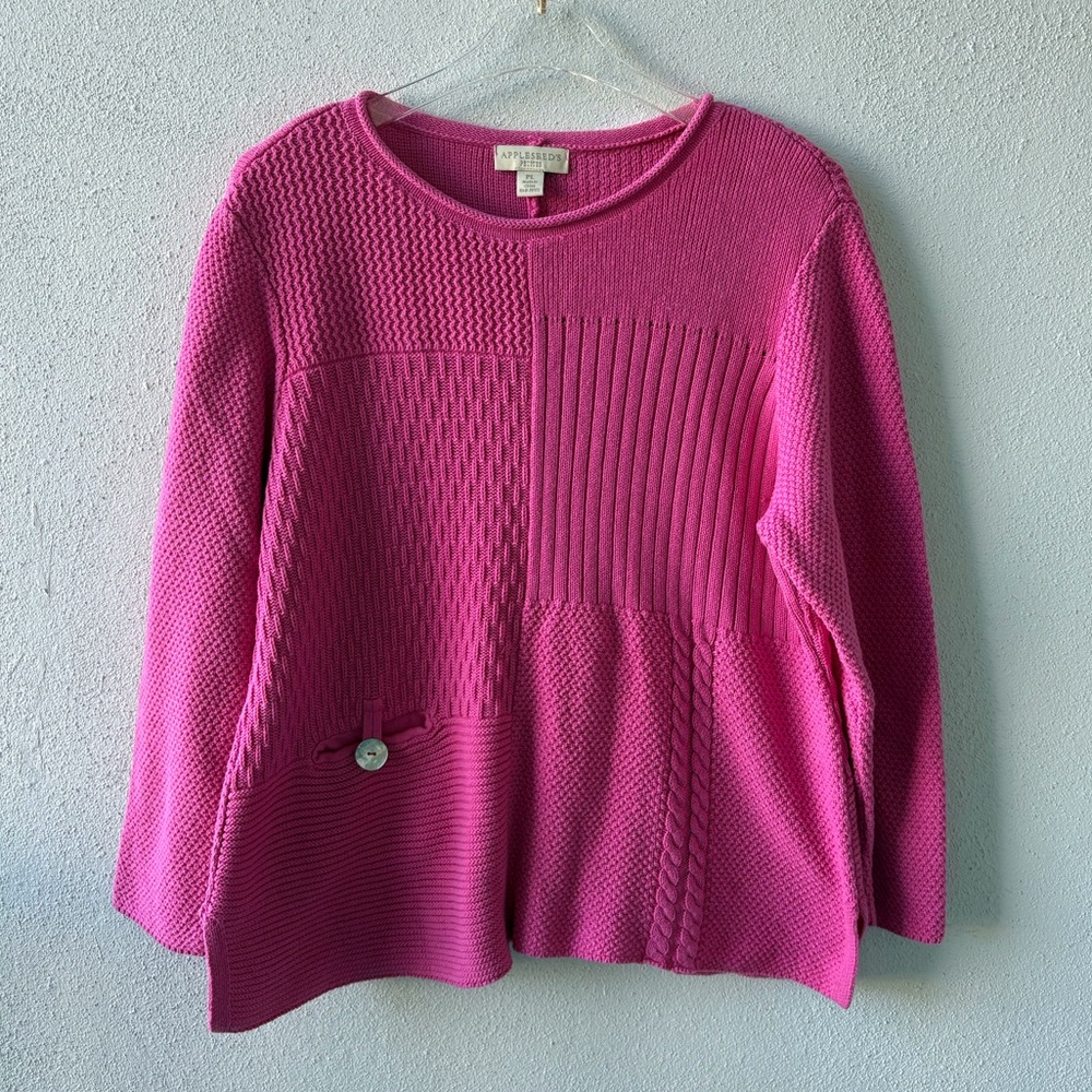 Appleseed’s LP Pink Long Sleeve Rolled Neckline Cotton Sweater Casual Office - Picture 1 of 13